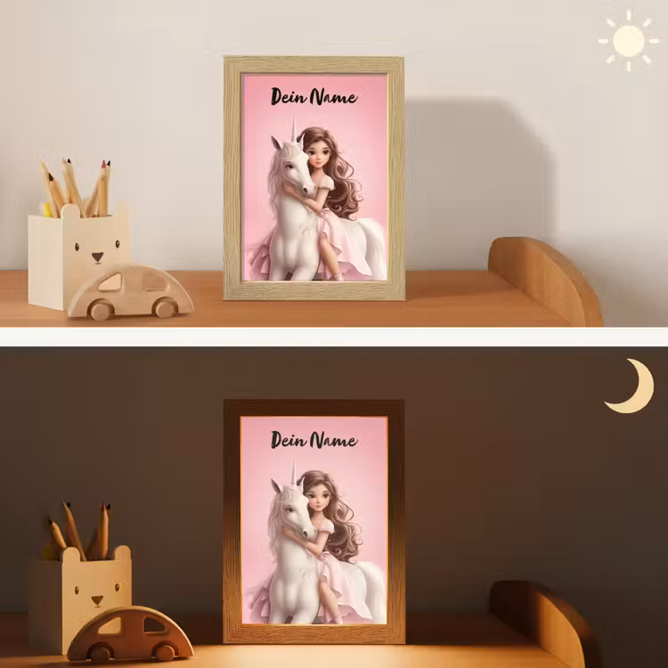Prinses - Roze - Eenhoorn Light Box met kabel (Kinderlampje) klein -sfeer3_kind