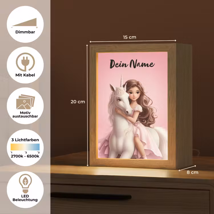 Prinses - Roze - Eenhoorn Light Box met kabel (Kinderlampje) klein -USP_websiteoverzichtDE
