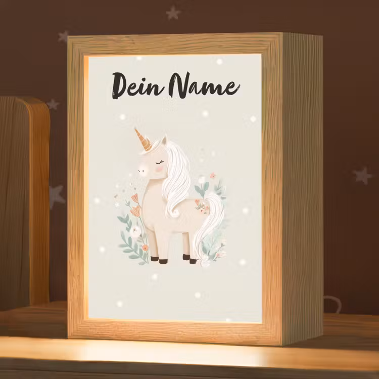 Stippen - Eenhoorn - Minimalistisch - Bloemen Light Box met kabel (Kinderlampje) klein -zzz_3d_website