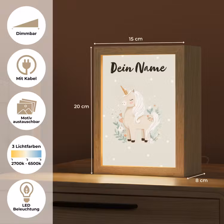 Stippen - Eenhoorn - Minimalistisch - Bloemen Light Box met kabel (Kinderlampje) klein -USP_websiteoverzichtDE