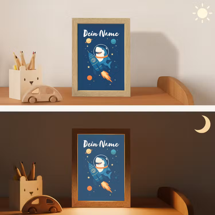 Raket - Haai - Ruimte Light Box met kabel (Kinderlampje) klein -sfeer3_kind