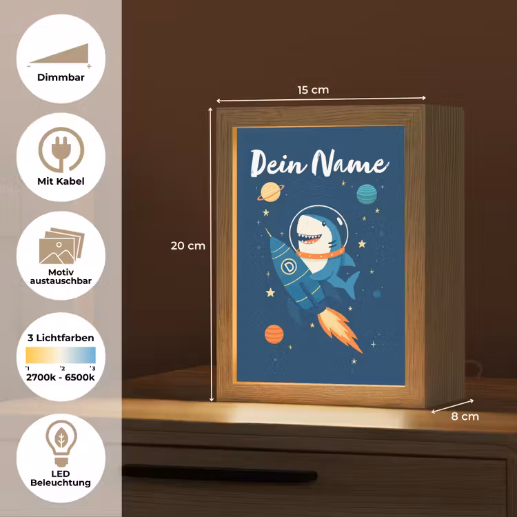 Raket - Haai - Ruimte Light Box met kabel (Kinderlampje) klein -USP_websiteoverzichtDE