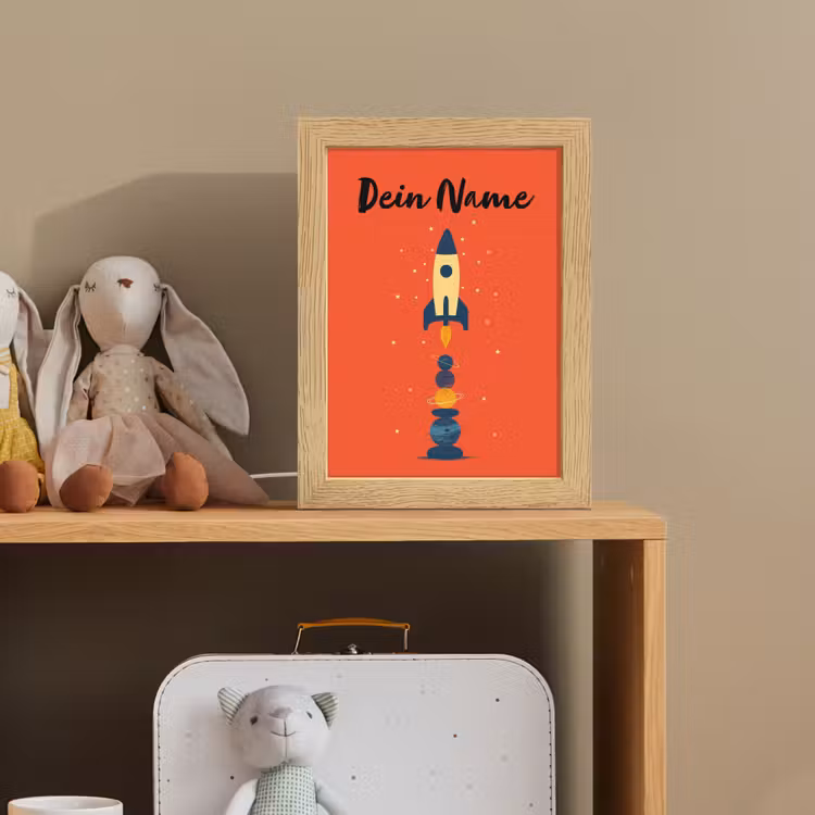 Raket - Planeten - Rood Light Box met kabel (Kinderlampje) klein -sfeer2_kind