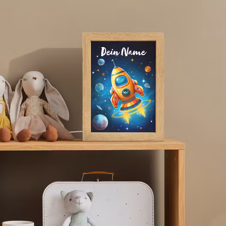 Raket - Ruimte - Planeten - Kinderen - Jongen Light Box met kabel (Kinderlampje) klein -sfeer2_kind