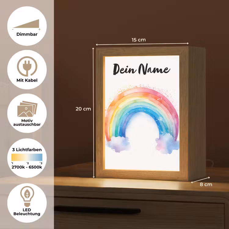 Regenboog - Kinderen - Meisje Light Box met kabel (Kinderlampje) klein -USP_websiteoverzichtDE