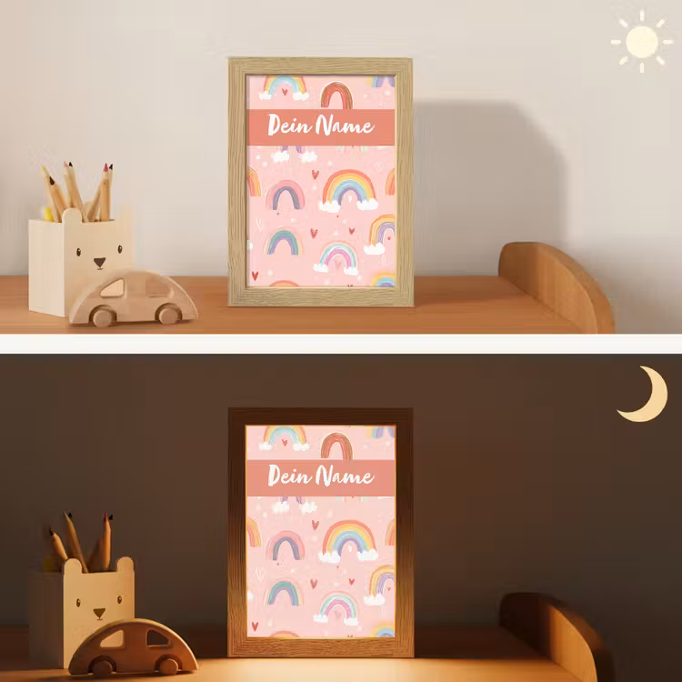 Regenboog - Patroon - Pastel Light Box met kabel (Kinderlampje) klein -sfeer3_kind