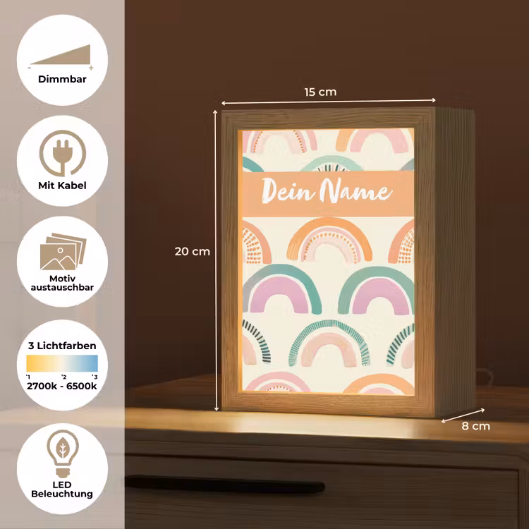 Regenboog - Pastel - Patroon Light Box met kabel (Kinderlampje) klein -USP_websiteoverzichtDE