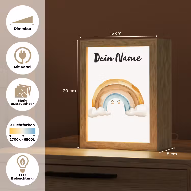 Regenboog - Pastel kleuren Light Box met kabel (Kinderlampje) klein -USP_websiteoverzichtDE