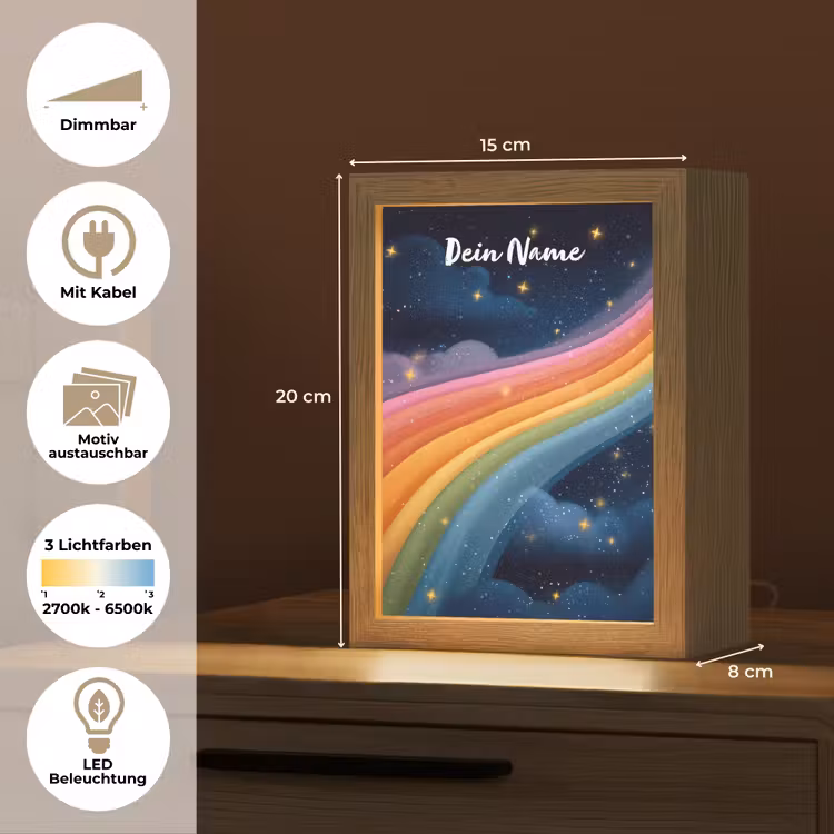 Regenboog - Sterrenhemel - Kleurrijk Light Box met kabel (Kinderlampje) klein -USP_websiteoverzichtDE