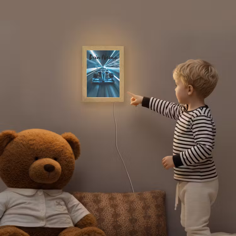 Race - Auto - Formule 1 - Jongens - Blauw Light Box met kabel (Kinderlampje) klein -sfeer4a_kind