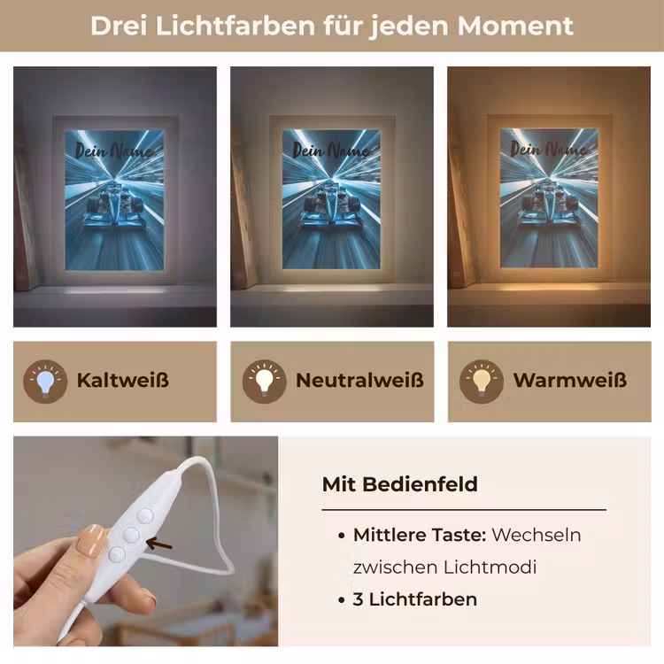 Race - Auto - Formule 1 - Jongens - Blauw Light Box met kabel (Kinderlampje) klein -USP_lichtkleurDE