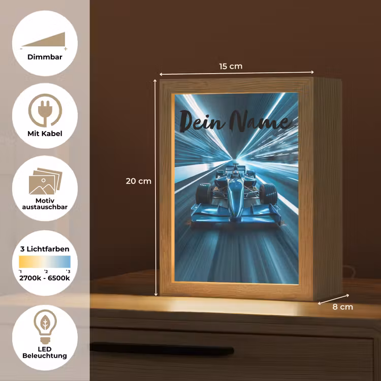 Race - Auto - Formule 1 - Jongens - Blauw Light Box met kabel (Kinderlampje) klein -USP_websiteoverzichtDE