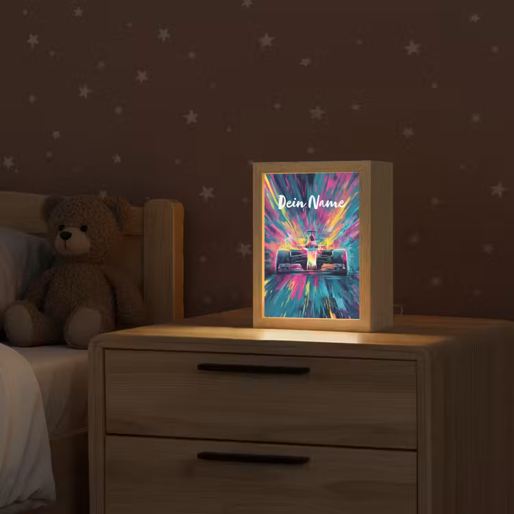 Raceauto - Abstract - Strepen - Blauw Light Box met kabel (Kinderlampje) klein -sfeer1_kind