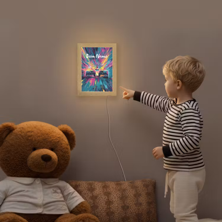 Raceauto - Abstract - Strepen - Blauw Light Box met kabel (Kinderlampje) klein -sfeer4a_kind