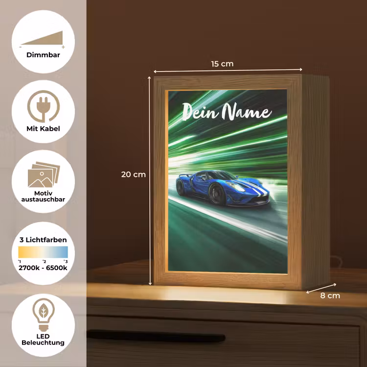 Race auto - Blauw - Groen Light Box met kabel (Kinderlampje) klein -USP_websiteoverzichtDE