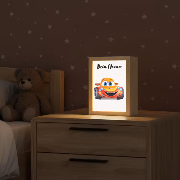 Raceauto - Oranje - Jongens - Kinderen - Auto Light Box met kabel (Kinderlampje) klein -sfeer1_kind