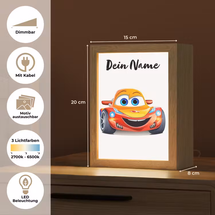 Raceauto - Oranje - Jongens - Kinderen - Auto Light Box met kabel (Kinderlampje) klein -USP_websiteoverzichtDE