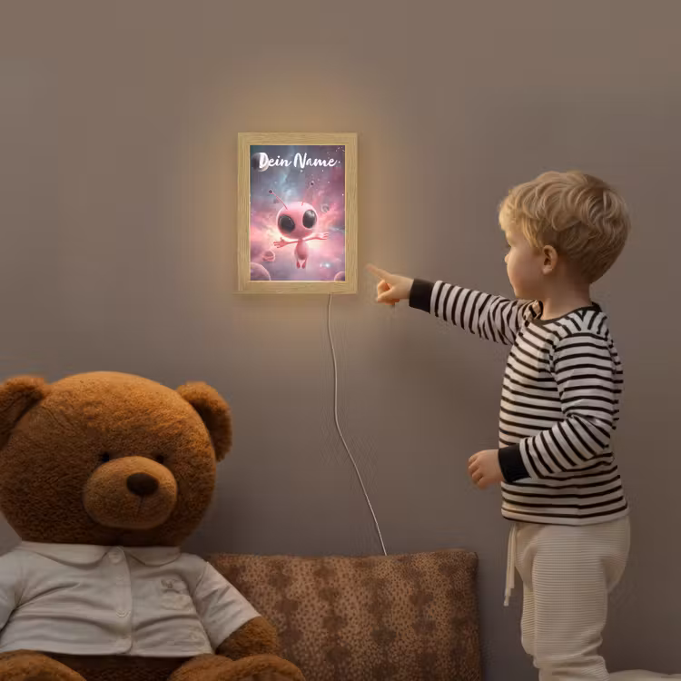 Roze - Alien - Planeten - Ruimte Light Box met kabel (Kinderlampje) klein -sfeer4a_kind
