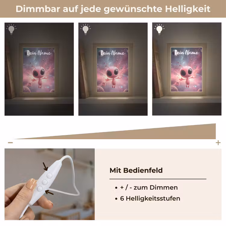 Roze - Alien - Planeten - Ruimte Light Box met kabel (Kinderlampje) klein -USP_dimbaarDE