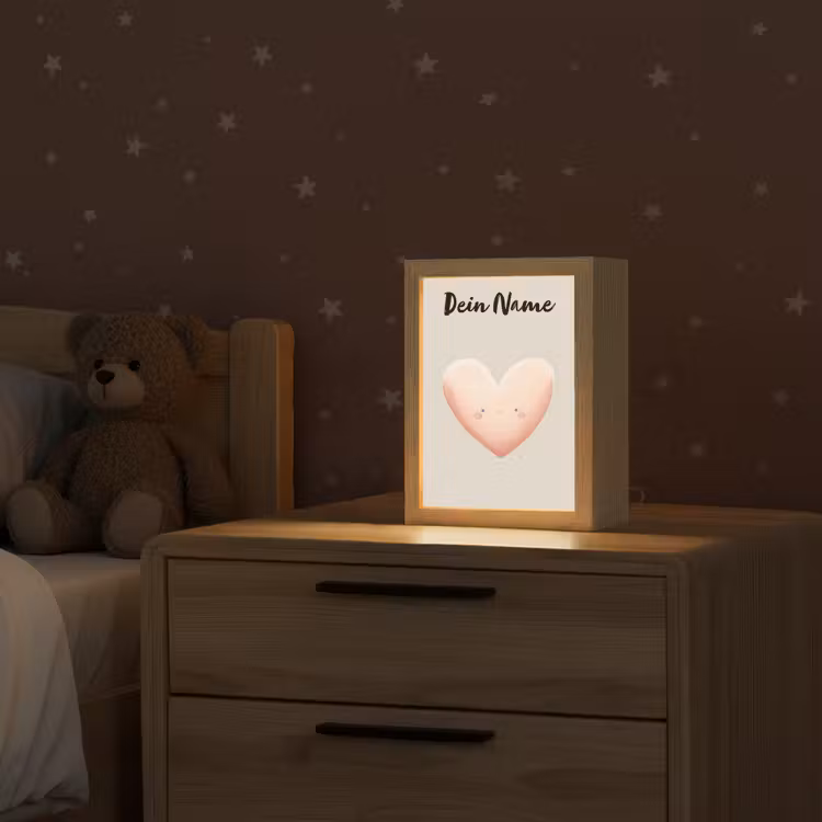 Roze - Hart - Gezichtje - Blosjes Light Box met kabel (Kinderlampje) klein -sfeer1_kind