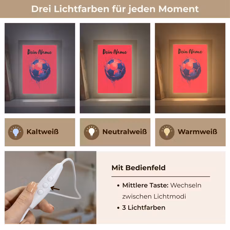 Rood - Voetbal - Abstract - Verfspatten Light Box met kabel (Kinderlampje) klein -USP_lichtkleurDE