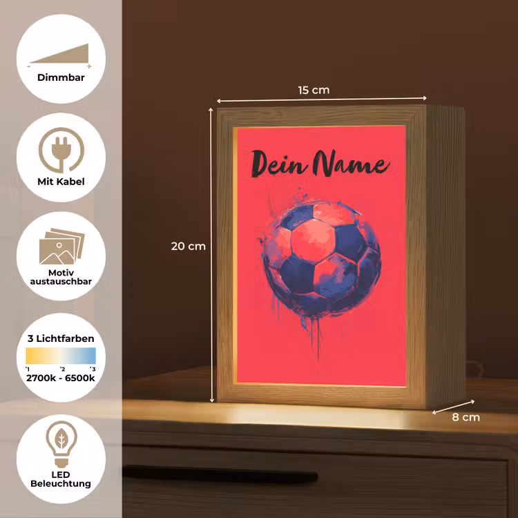 Rood - Voetbal - Abstract - Verfspatten Light Box met kabel (Kinderlampje) klein -USP_websiteoverzichtDE