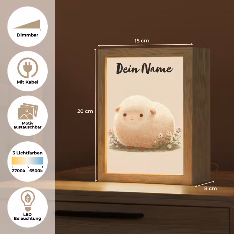 Schaap - Beige - Bloemen Light Box met kabel (Kinderlampje) klein -USP_websiteoverzichtDE