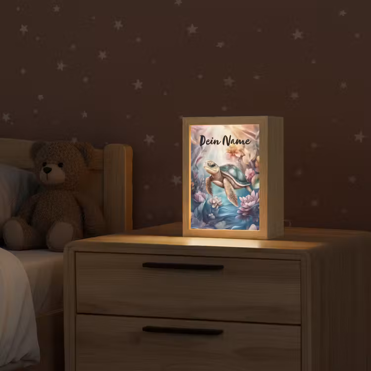 Schildpad - Bloemen - Onderwater Light Box met kabel (Kinderlampje) klein -sfeer1_kind
