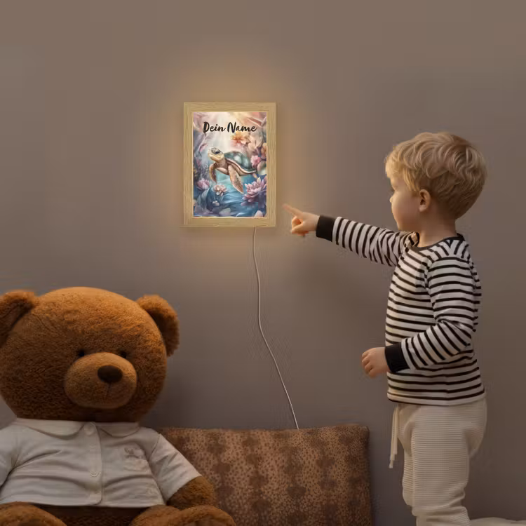 Schildpad - Bloemen - Onderwater Light Box met kabel (Kinderlampje) klein -sfeer4a_kind
