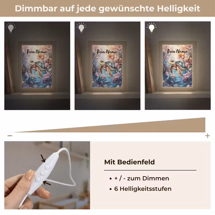 Schildpad - Bloemen - Onderwater Light Box met kabel (Kinderlampje) klein -USP_dimbaarDE