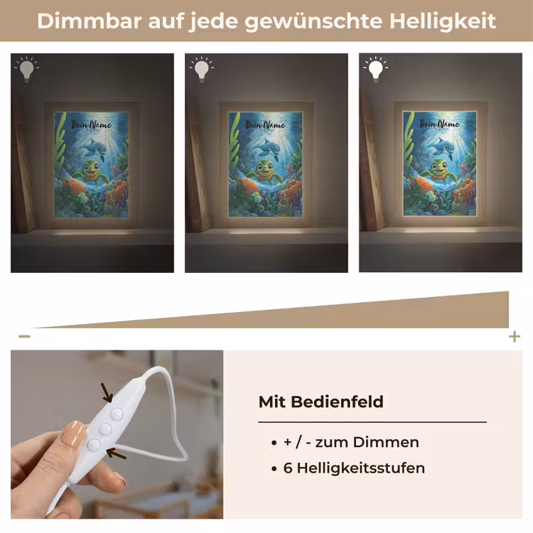 Schildpad - Dolfijn - Oceaan Light Box met kabel (Kinderlampje) klein -USP_dimbaarDE