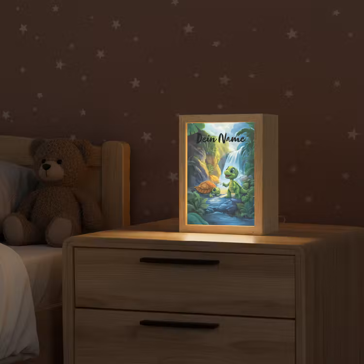 Schildpad - Dino - Jungle - Waterval Light Box met kabel (Kinderlampje) klein -sfeer1_kind