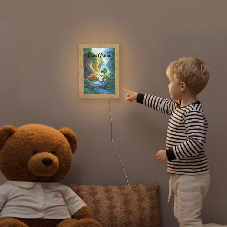 Schildpad - Dino - Jungle - Waterval Light Box met kabel (Kinderlampje) klein -sfeer4a_kind