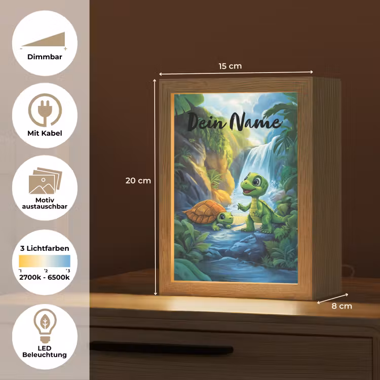 Schildpad - Dino - Jungle - Waterval Light Box met kabel (Kinderlampje) klein -USP_websiteoverzichtDE