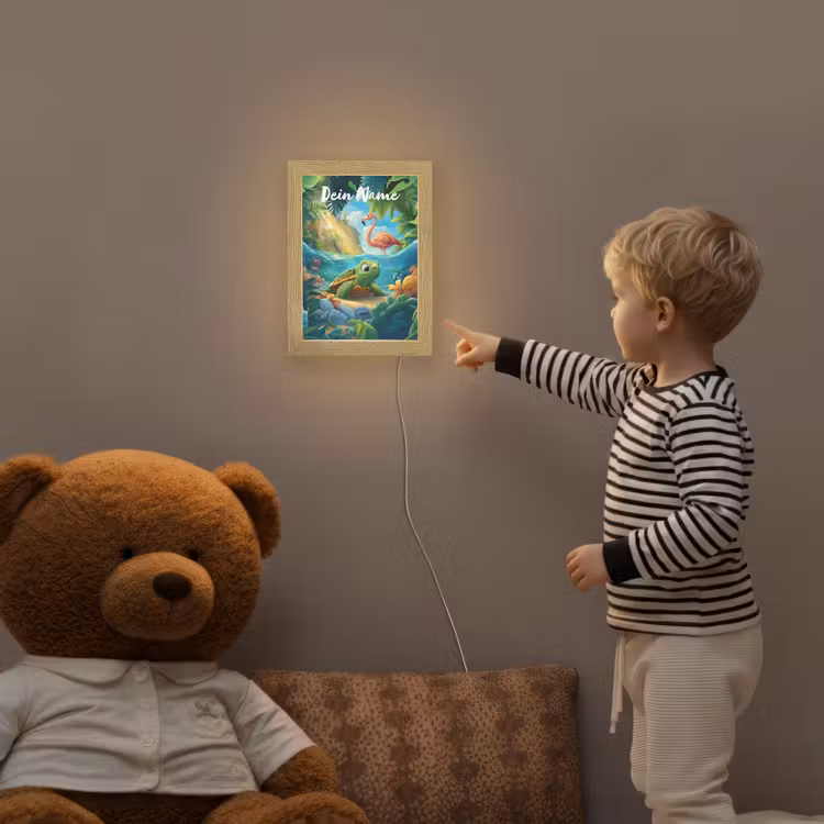Schildpad - Flamingo - Tropisch - Oceaan Light Box met kabel (Kinderlampje) klein -sfeer4a_kind