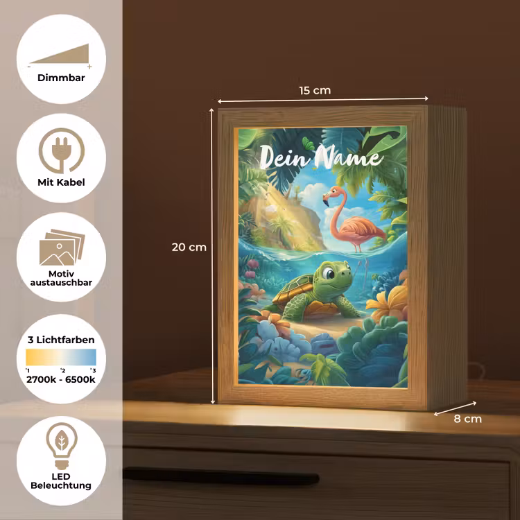 Schildpad - Flamingo - Tropisch - Oceaan Light Box met kabel (Kinderlampje) klein -USP_websiteoverzichtDE
