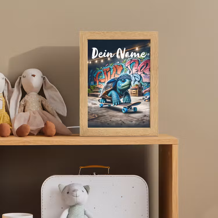 Schildpad - Graffiti - Skateboard - Jongens Light Box met kabel (Kinderlampje) klein -sfeer2_kind