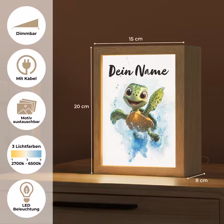 Schildpad - Water - Groen Light Box met kabel (Kinderlampje) klein -USP_websiteoverzichtDE