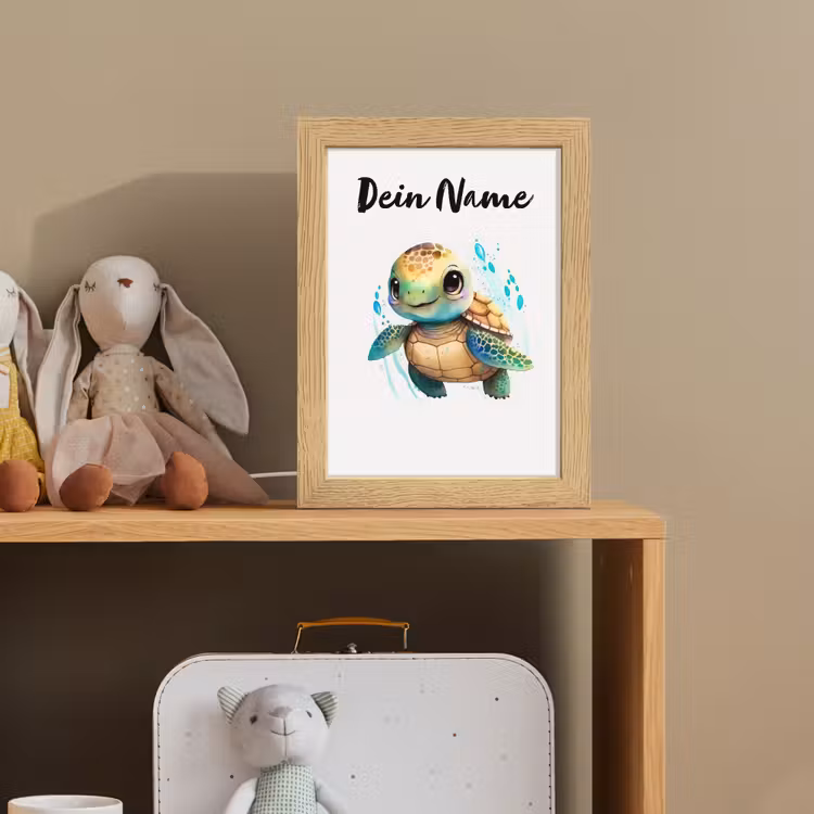 Schildpad - Waterverf - Kleuren - Dieren - Meisjes - Jongens Light Box met kabel (Kinderlampje) klein -sfeer2_kind