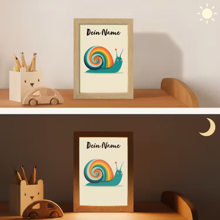 Slak - Regenboogschild - Groen Light Box met kabel (Kinderlampje) klein -sfeer3_kind