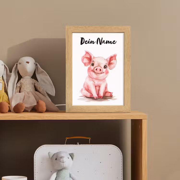 Varken - Roze - Baby dier - Boerderij dieren Light Box met kabel (Kinderlampje) klein -sfeer2_kind