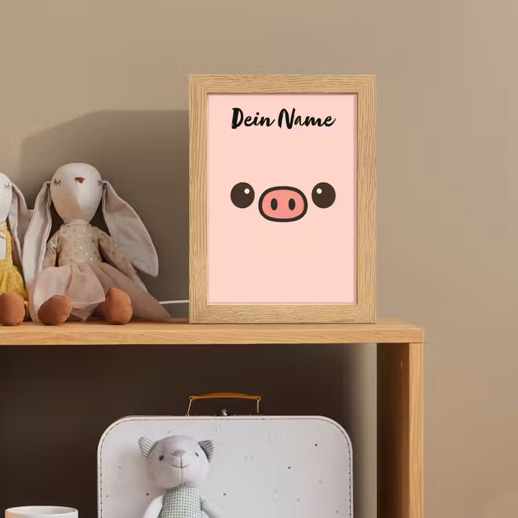Varken - Roze - Minimalistisch Light Box met kabel (Kinderlampje) klein -sfeer2_kind