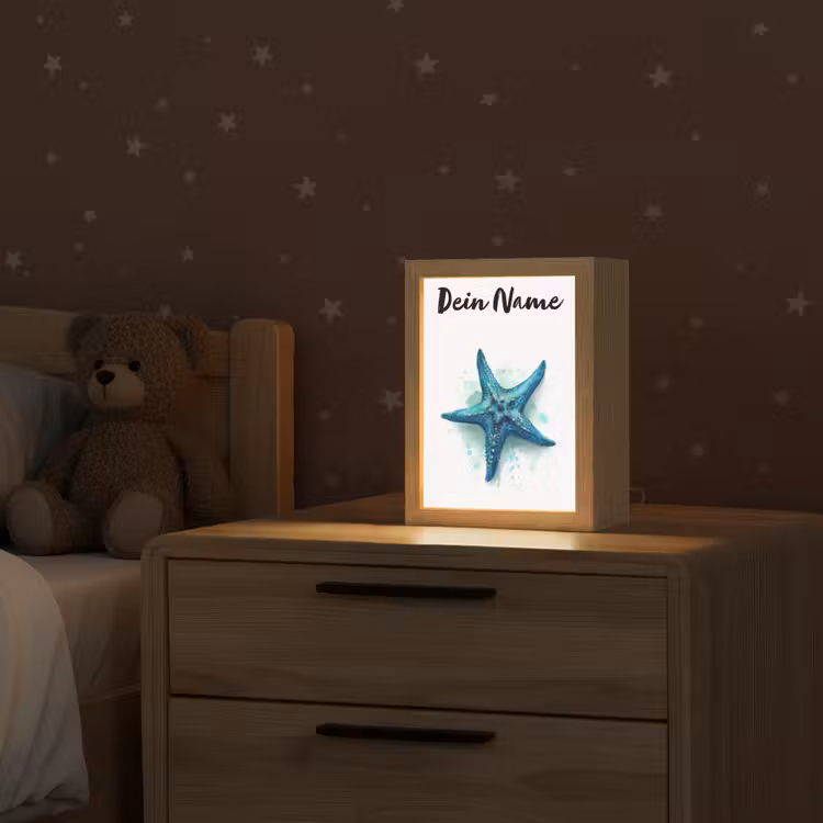 Zeester - Blauw - Spetters Light Box met kabel (Kinderlampje) klein -sfeer1_kind