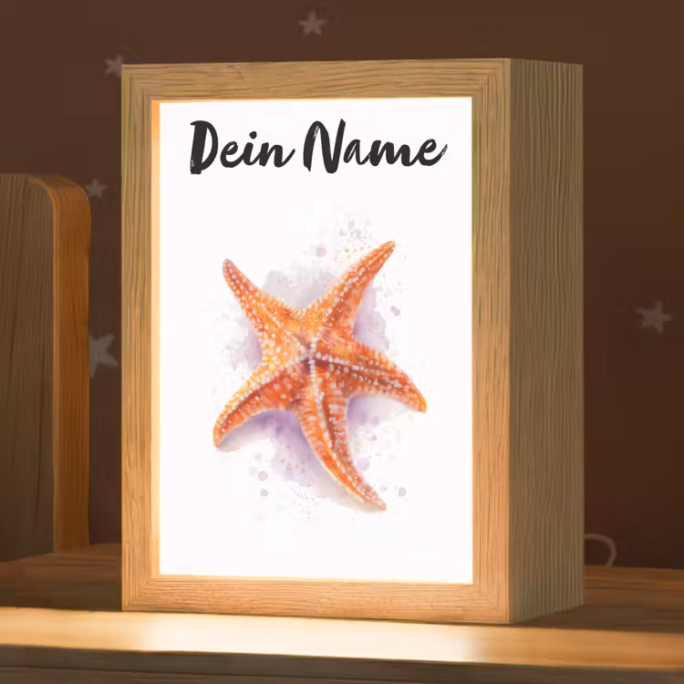 Zeester - Oranje - Paars Light Box met kabel (Kinderlampje) klein -zzz_3d_website