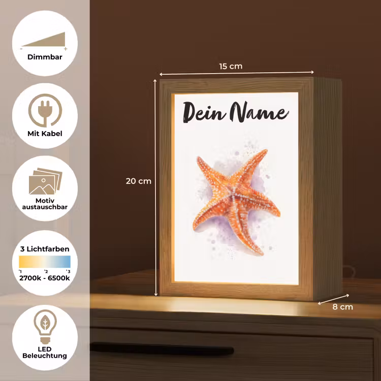 Zeester - Oranje - Paars Light Box met kabel (Kinderlampje) klein -USP_websiteoverzichtDE
