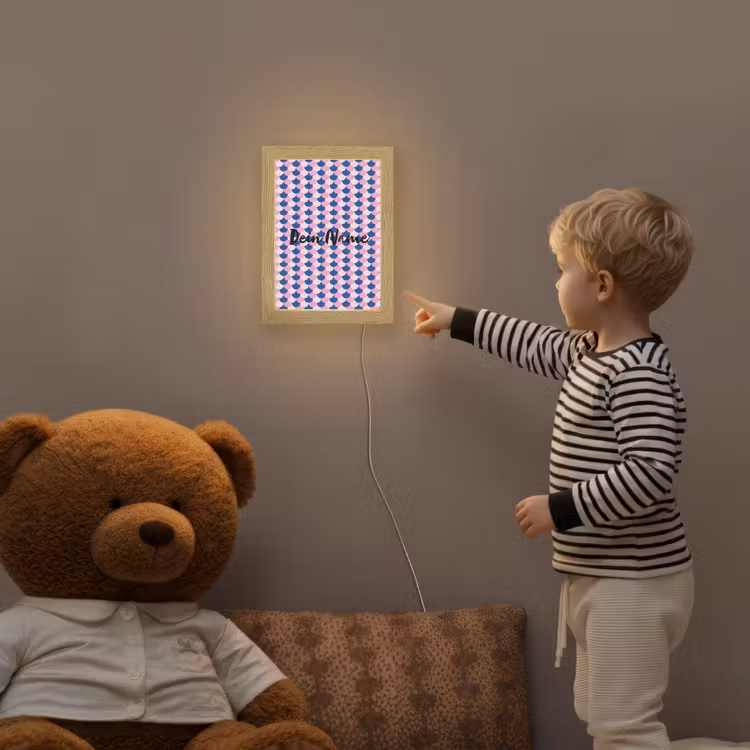 Schubben - Patroon - Blauw - Roze Light Box met kabel (Kinderlampje) klein -sfeer4a_kind