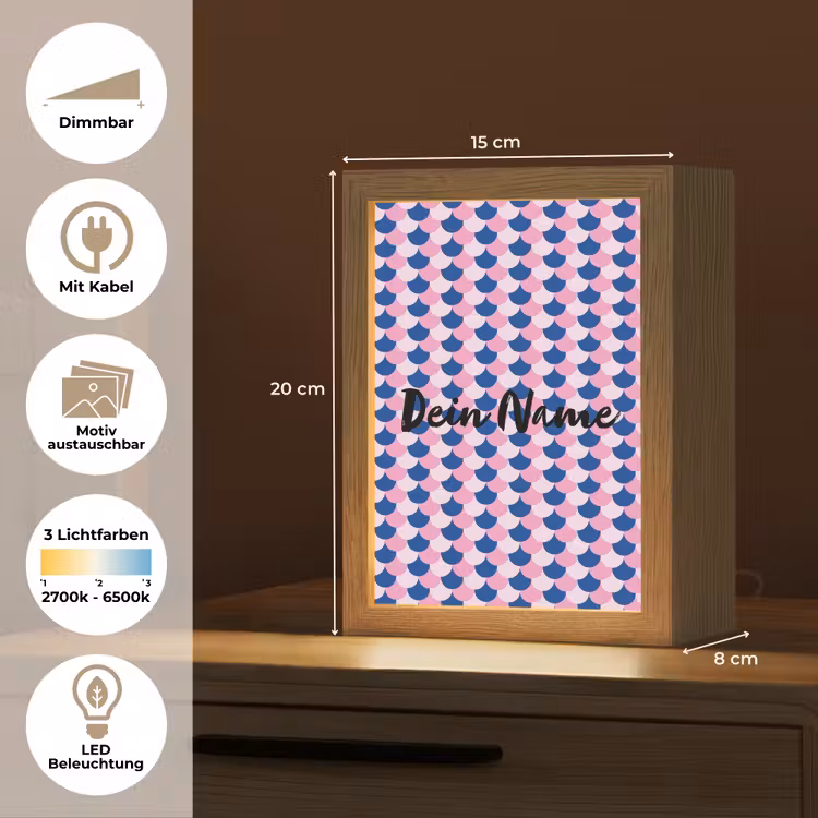 Schubben - Patroon - Blauw - Roze Light Box met kabel (Kinderlampje) klein -USP_websiteoverzichtDE