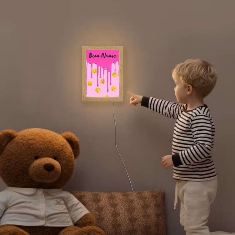 Smiley - Roze - Glazuur Light Box met kabel (Kinderlampje) klein -sfeer4a_kind