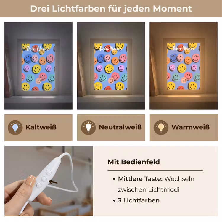 Smileys - Kleurrijk Light Box met kabel (Kinderlampje) klein -USP_lichtkleurDE