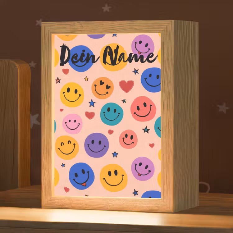 Smileys - Kleurrijk - Hartjes Light Box met kabel (Kinderlampje) klein -zzz_3d_website